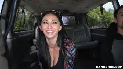 Bang bus brunette