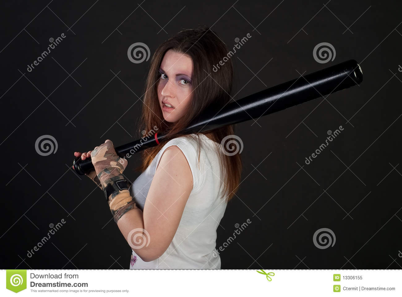 Girl having sex with a baseball bat