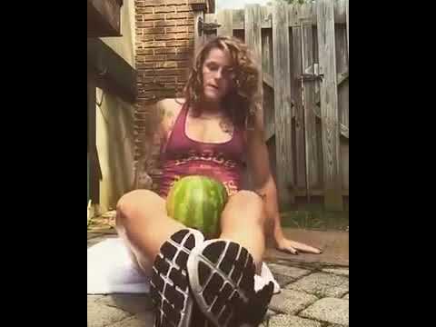 Whole watermelon in pussy