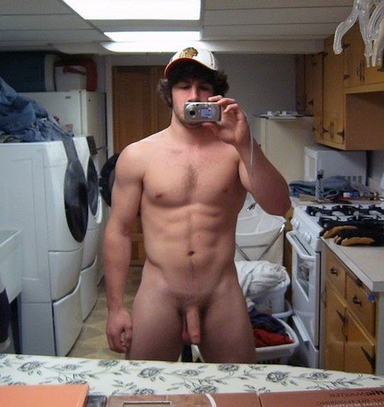 Hot young guy naked in mirror