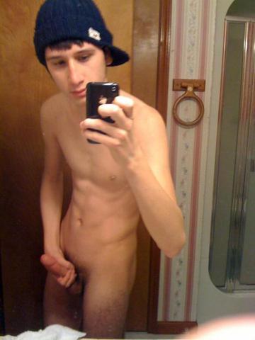 Hot young guy naked in mirror