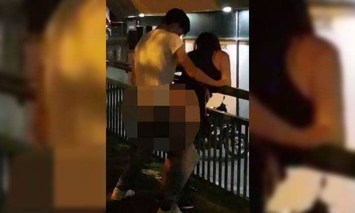 Man and woman having sex outside with no clothes