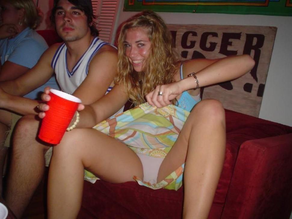 Young drunk teen in panties